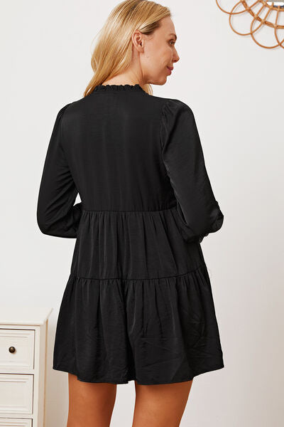 Ruffled Button Up Long Sleeve Tiered Shirt