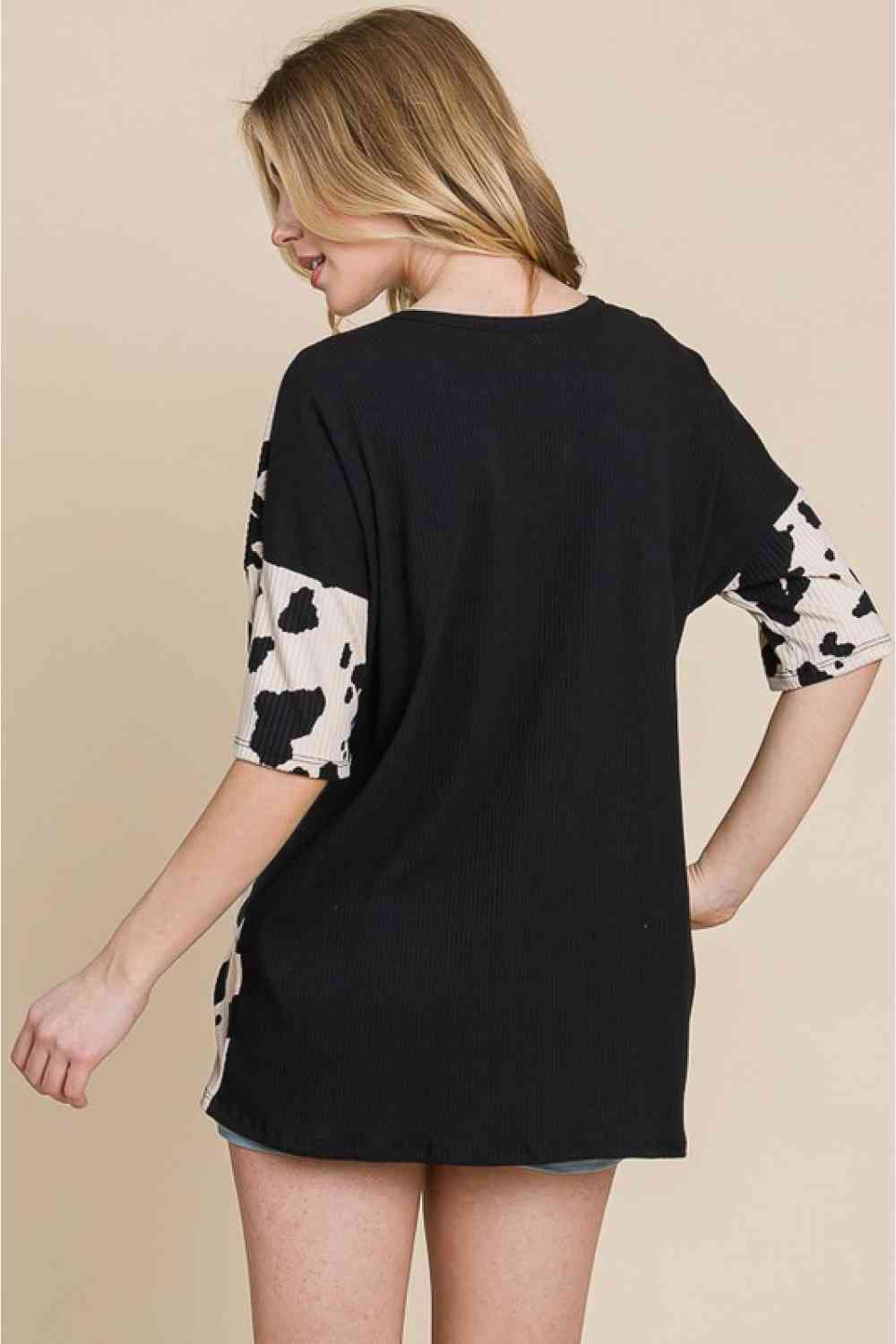 BOMBOM Rodeo Love Ribbed Animal Contrast Tee