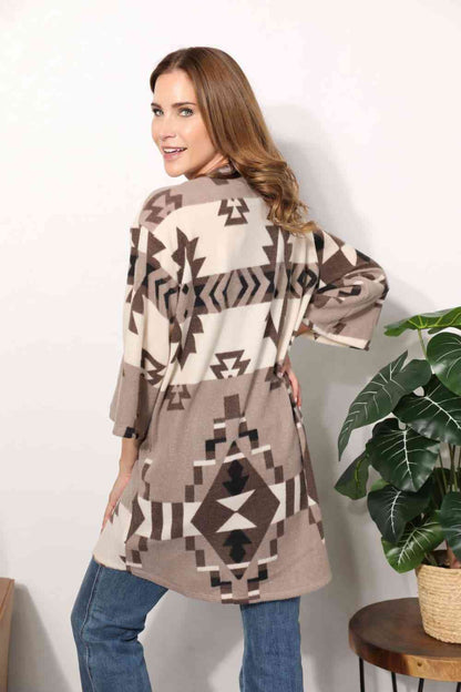 Sew In Love Full Size Cardigan with Aztec Pattern